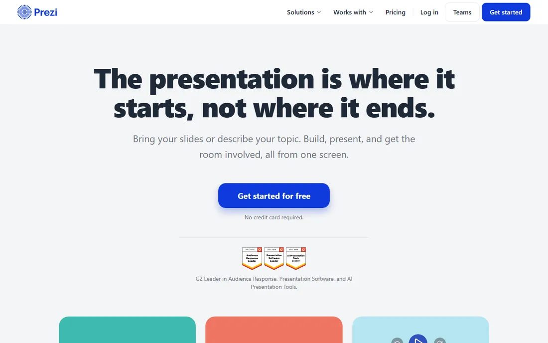 Prezi homepage