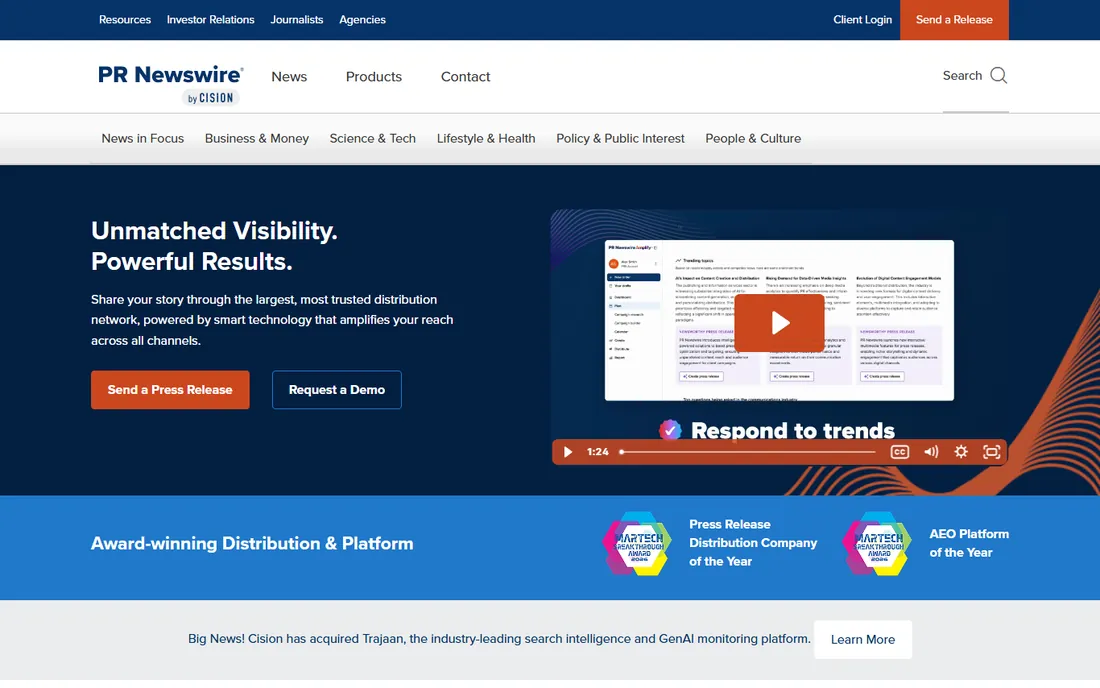 PR Newswire homepage