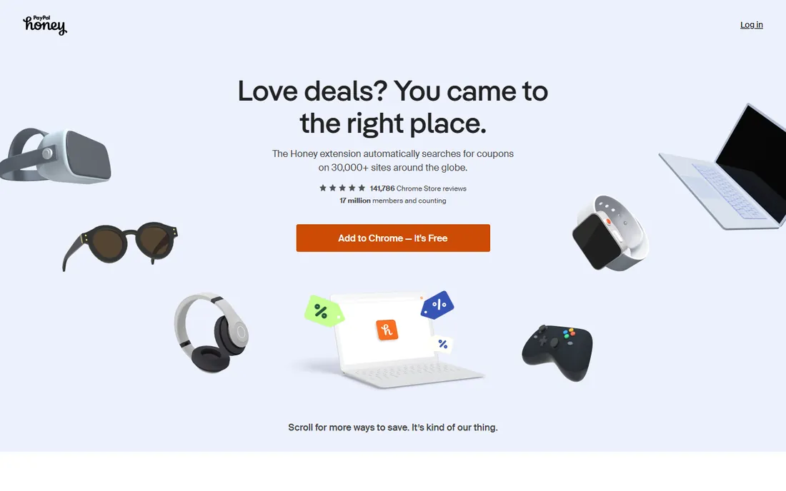 PayPal Honey homepage