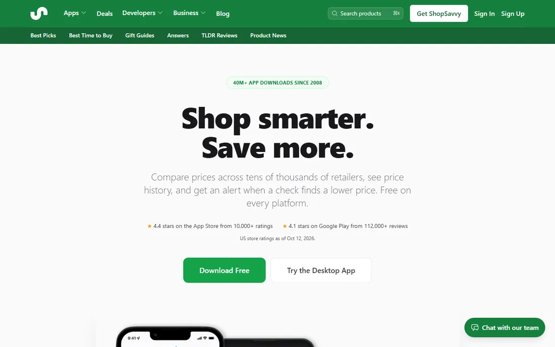 ShopSavvy homepage