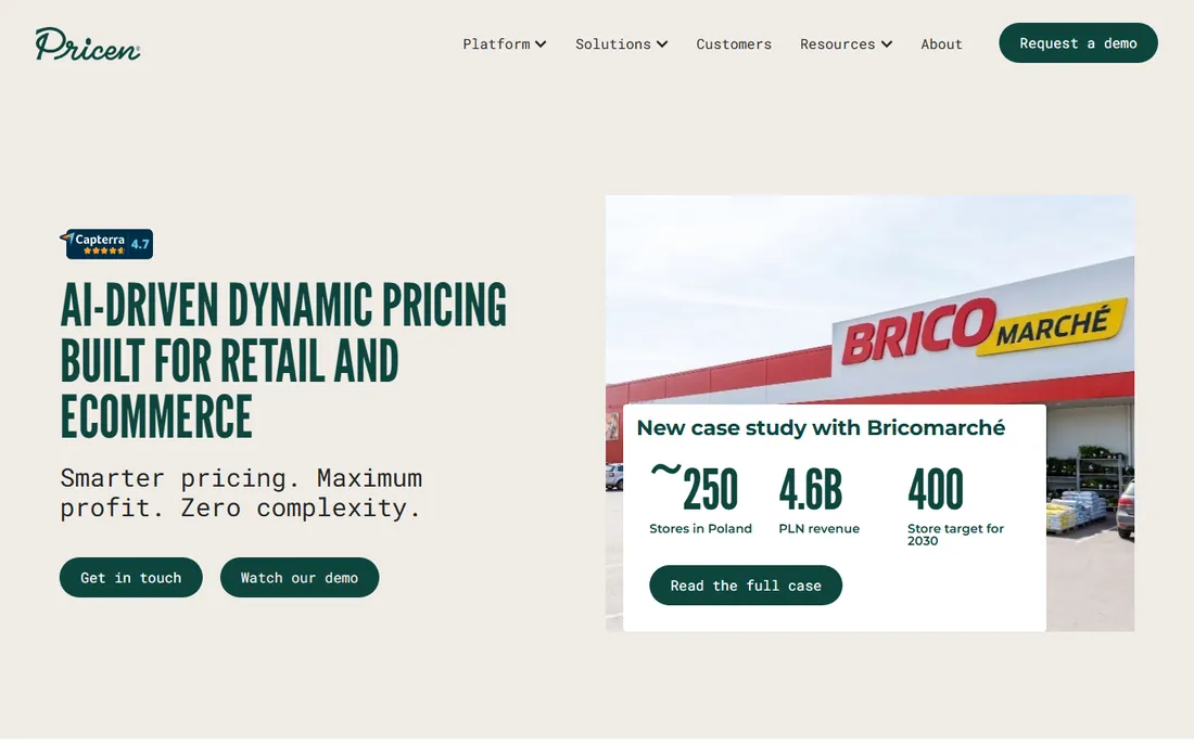 Pricen homepage