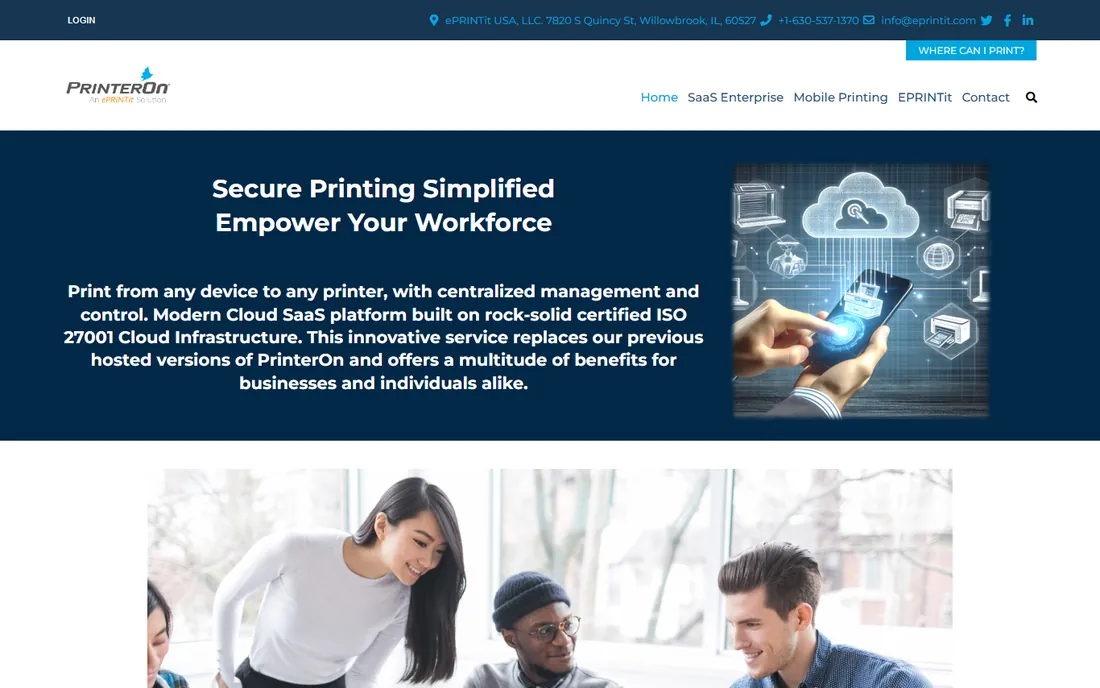 PrinterOn homepage