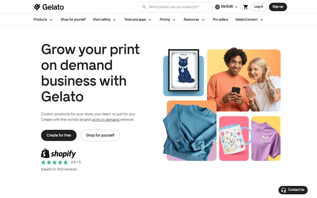 Gelato homepage