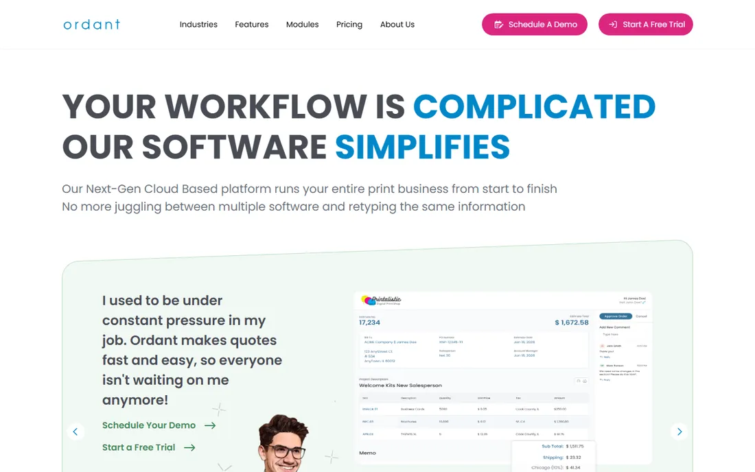 Ordant homepage