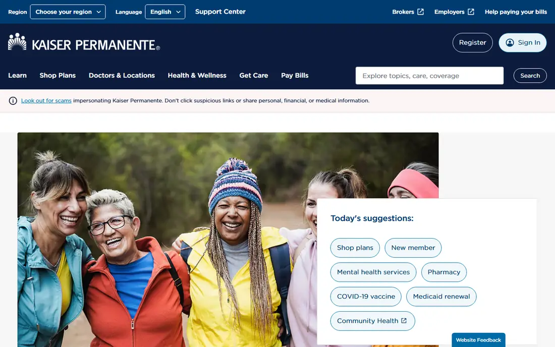 Kaiser Permanente homepage
