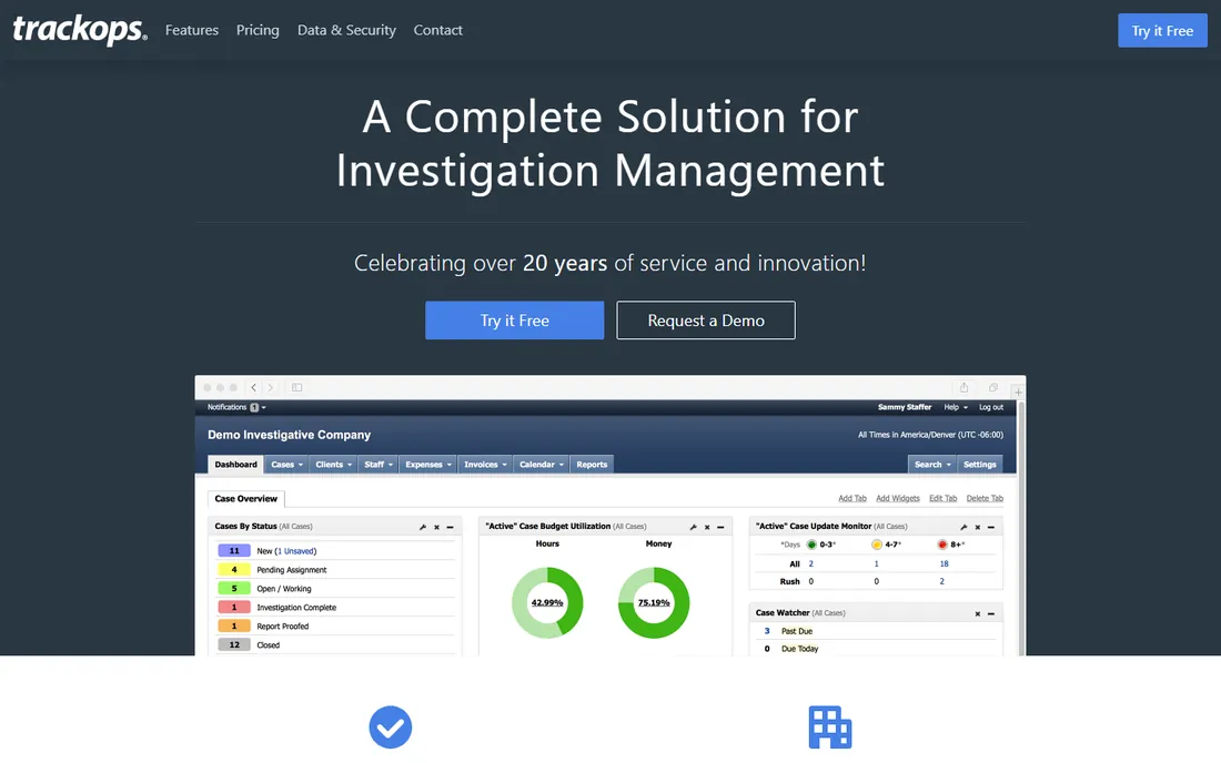 Trackops homepage