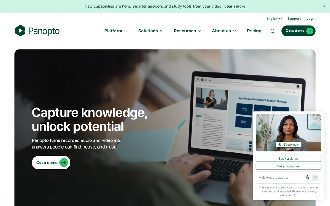 Panopto homepage