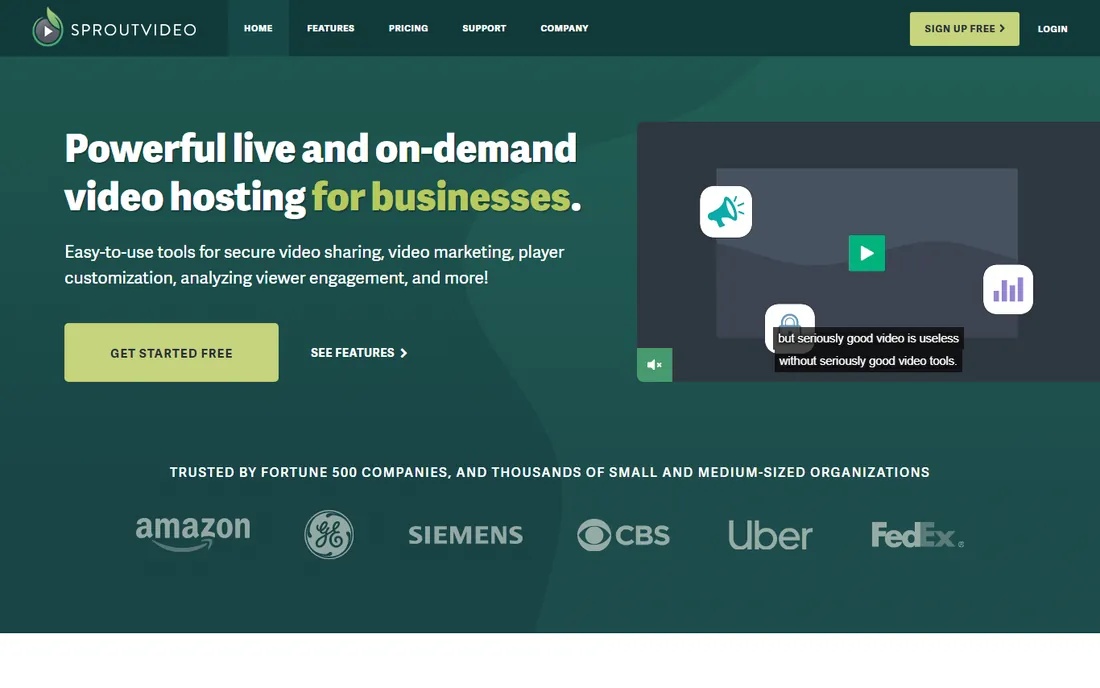 SproutVideo homepage