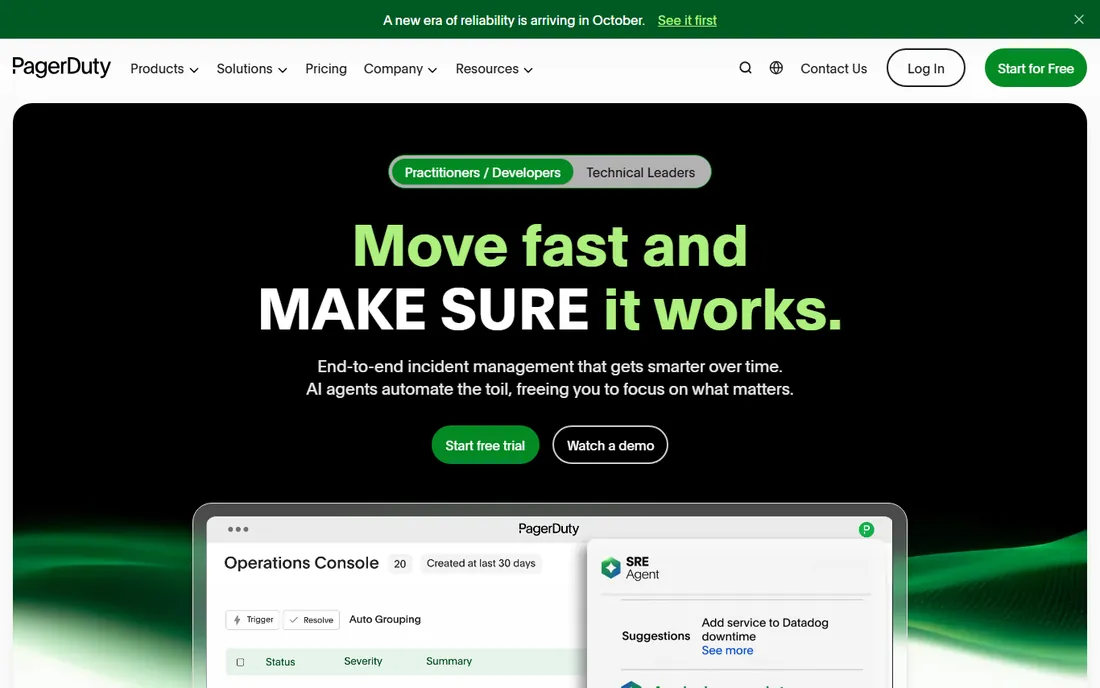PagerDuty homepage