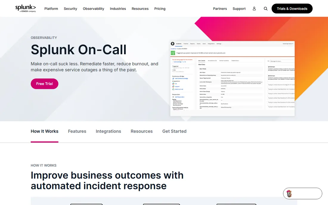 Splunk On-Call homepage