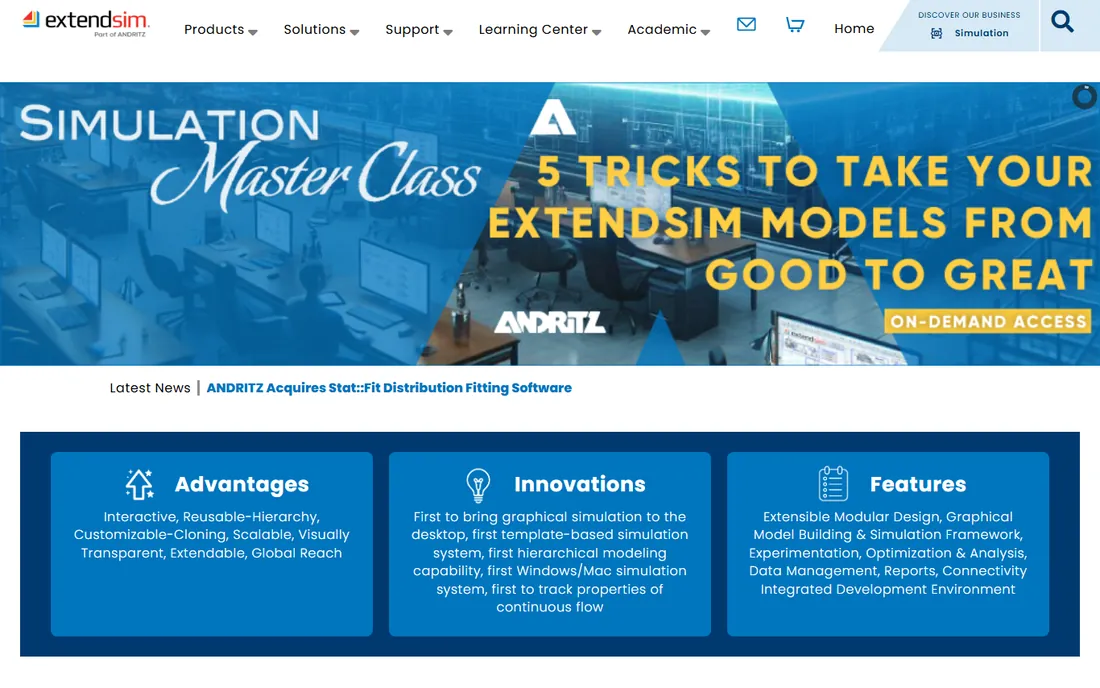 ExtendSim homepage