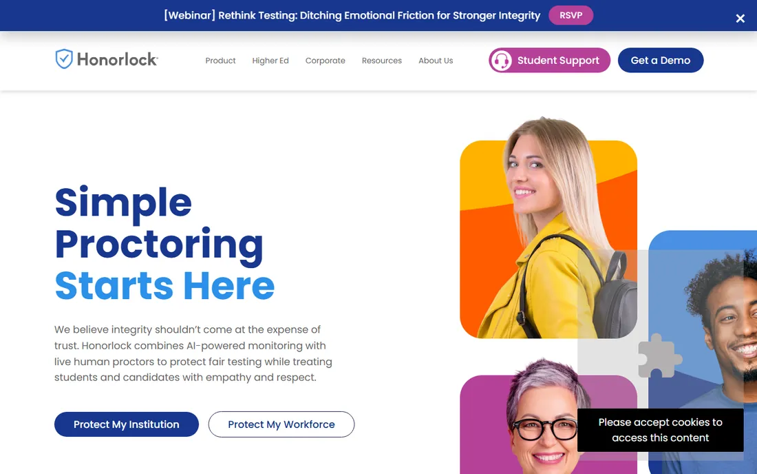 Honorlock homepage