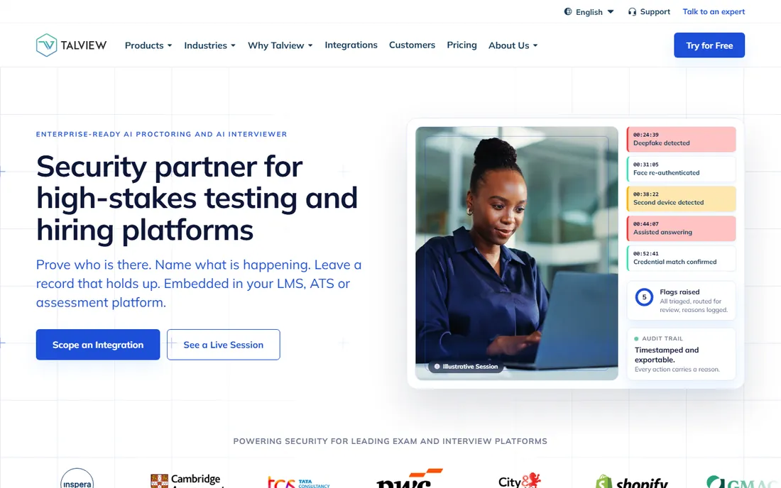 Talview homepage