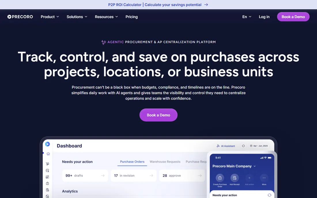 Precoro homepage