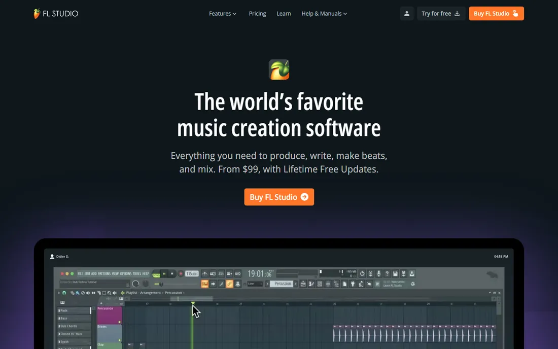 FL Studio homepage
