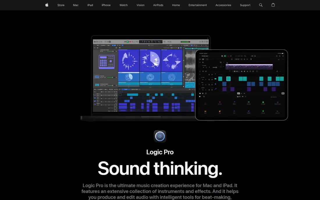 Logic Pro homepage