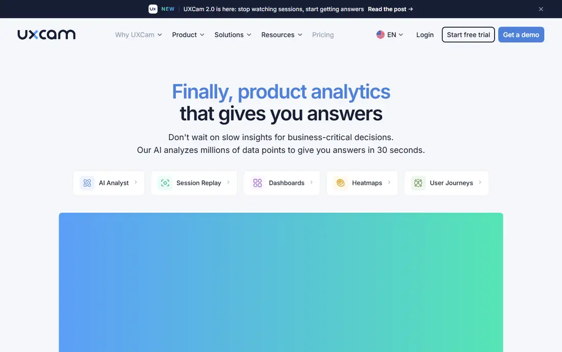 UXCam homepage