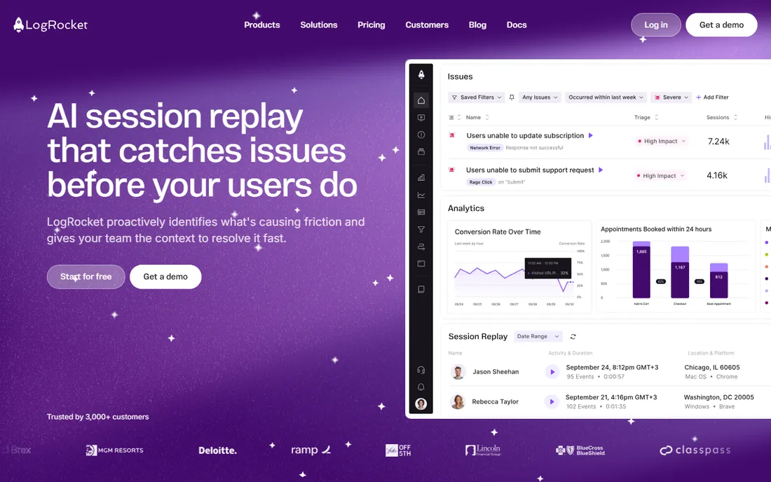 LogRocket homepage