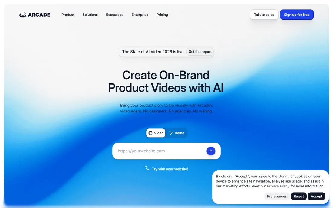 Arcade homepage