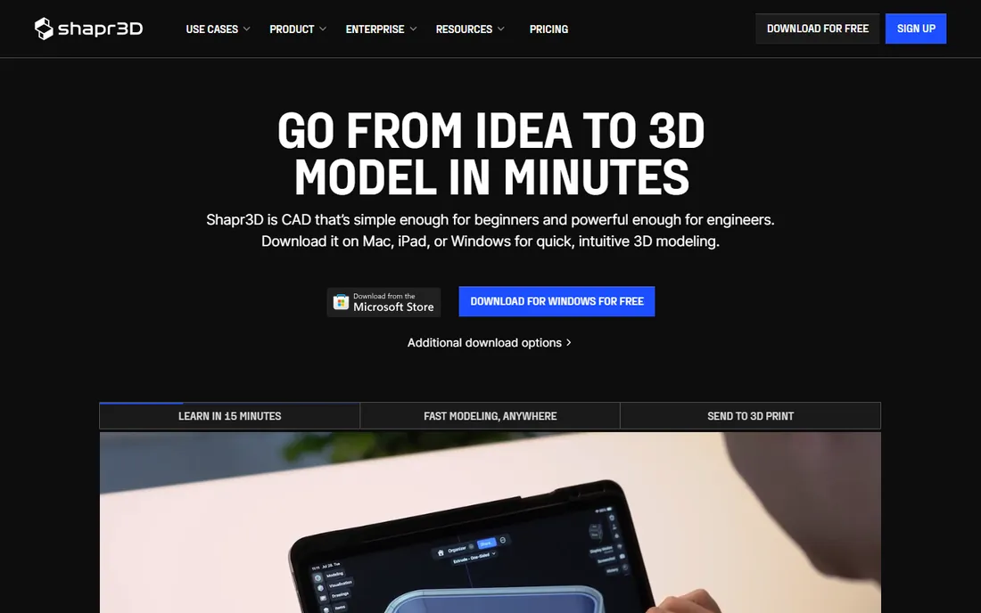 Shapr3D homepage