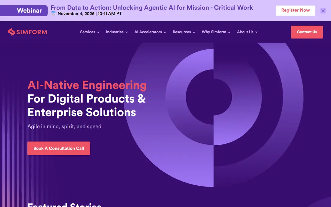 Simform homepage