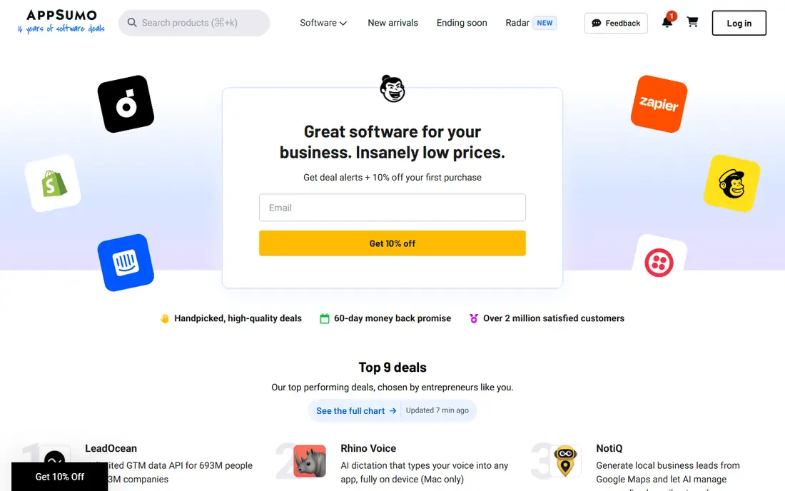 AppSumo homepage