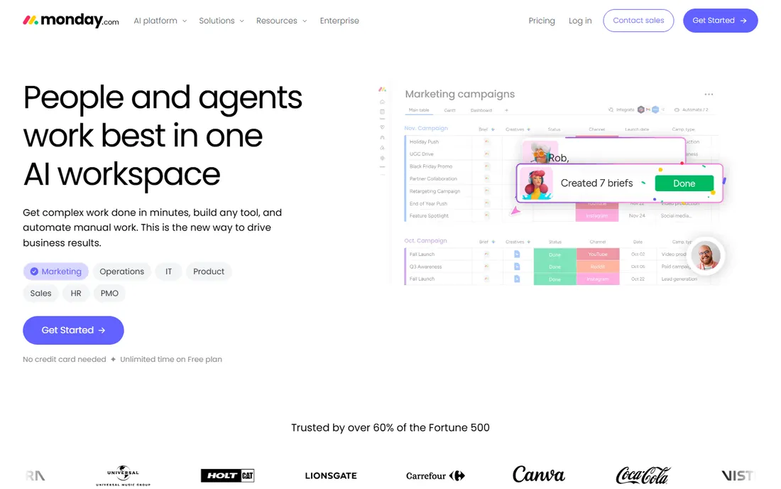 Monday homepage