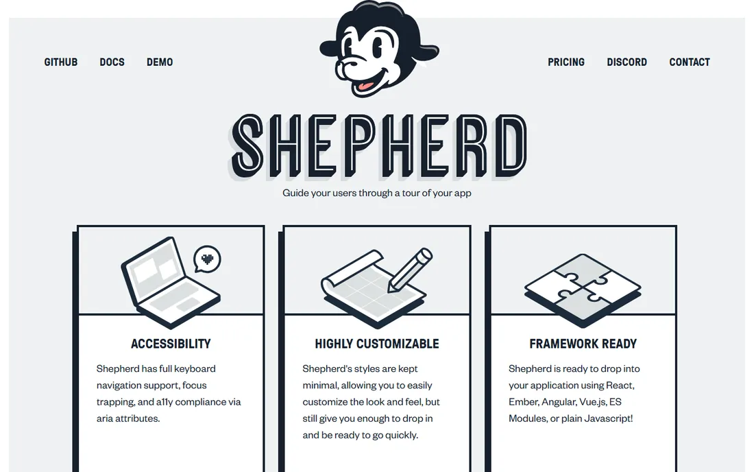 Shepherd.js homepage