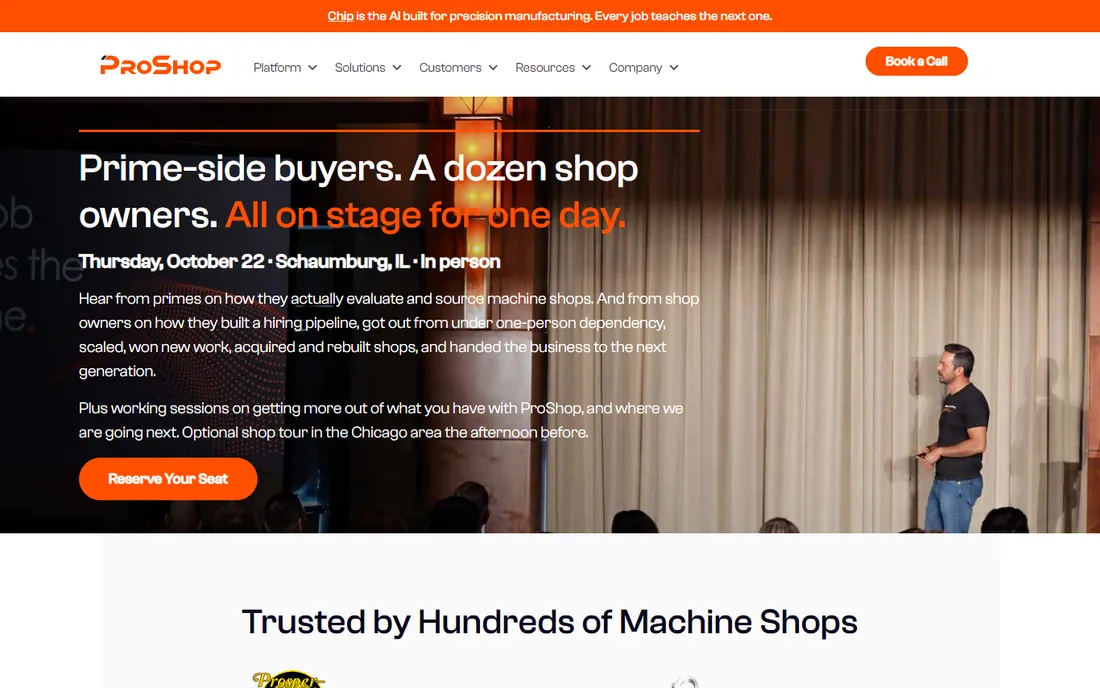 ProShop ERP homepage