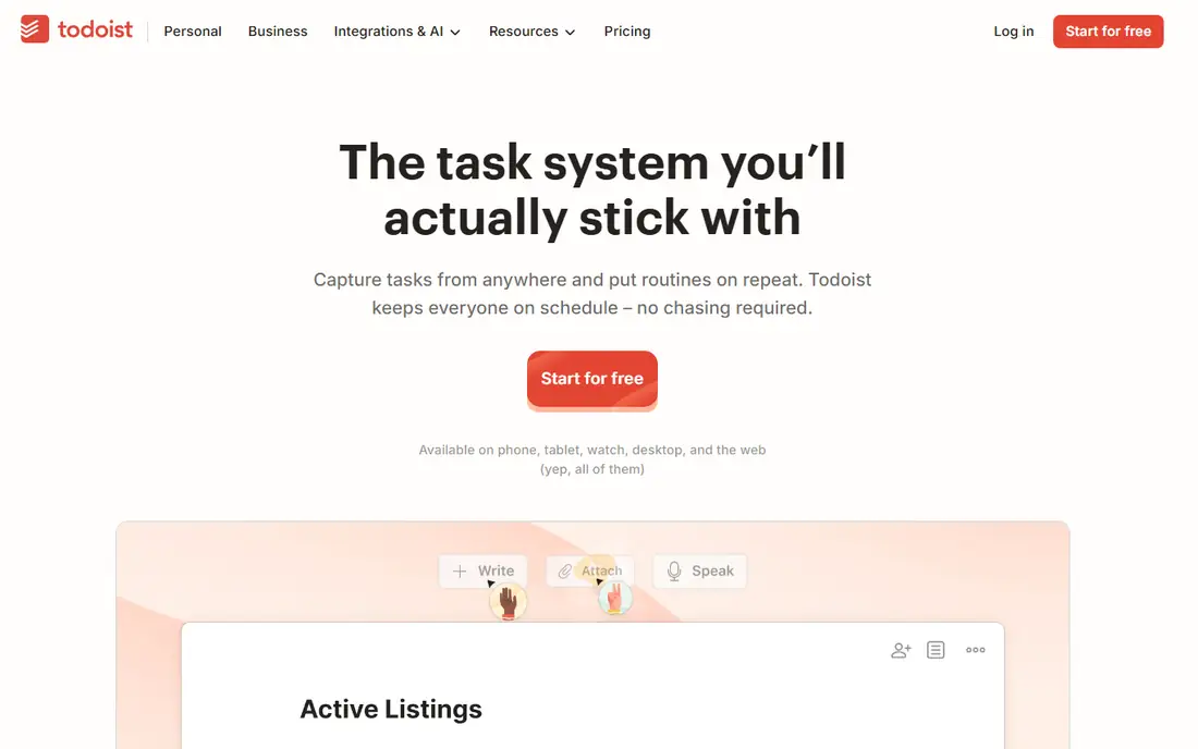 Todoist homepage