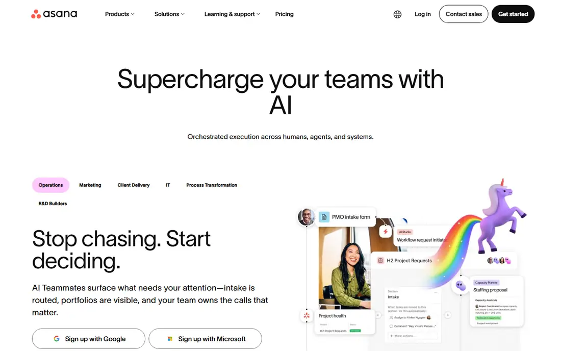 Asana homepage
