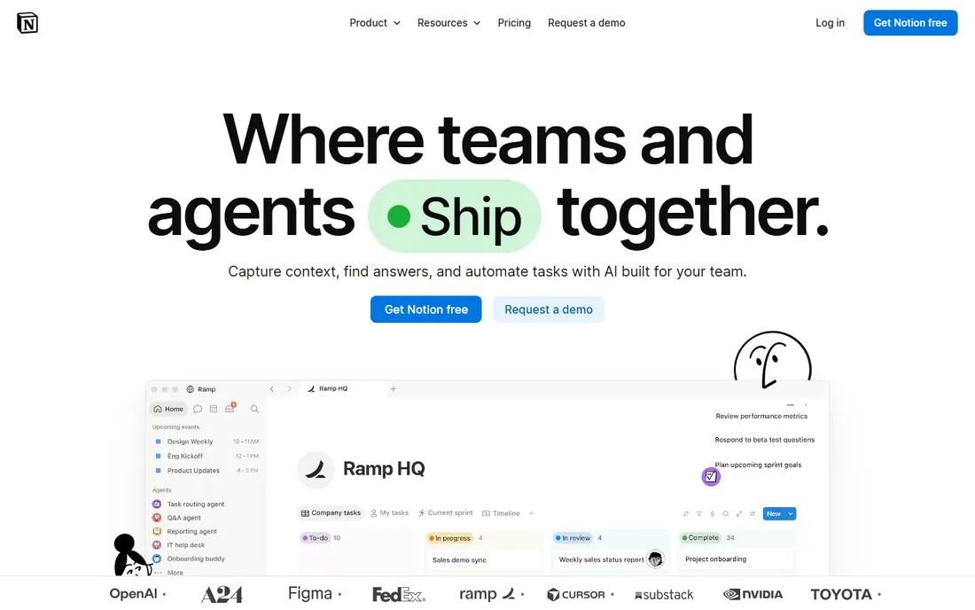 Notion homepage