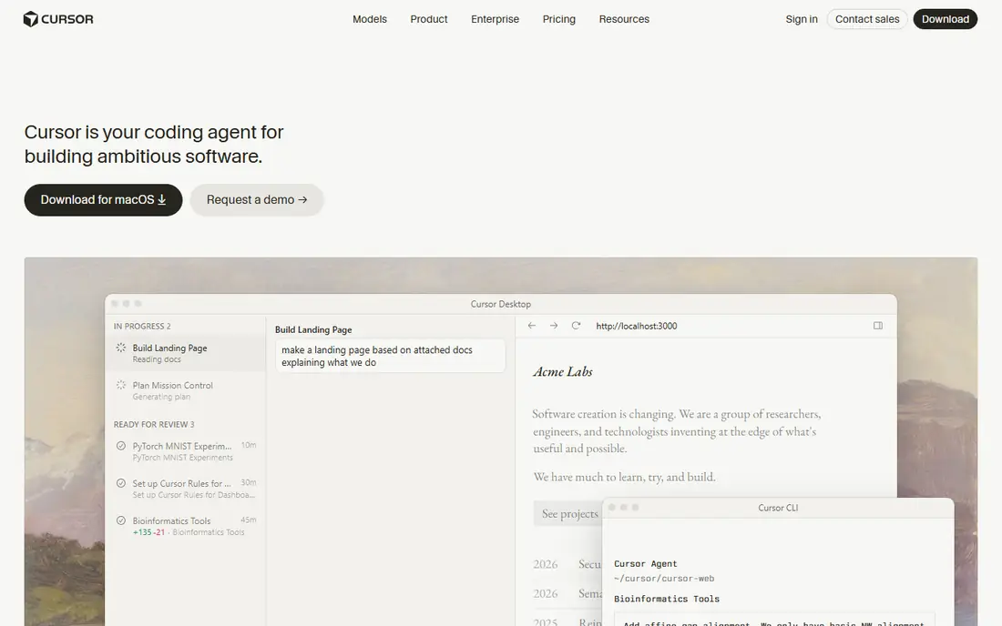Cursor homepage