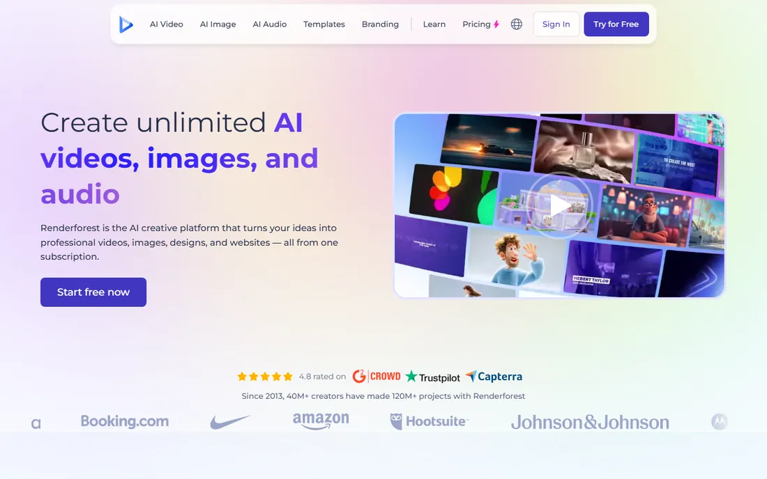 Renderforest homepage