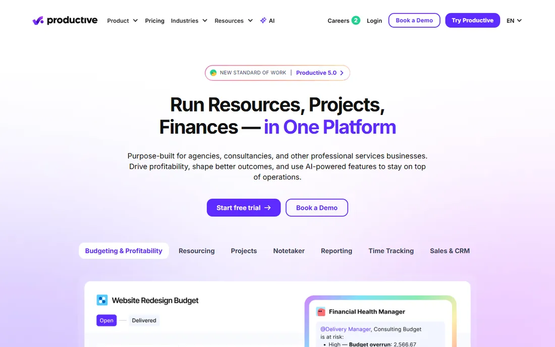Productive homepage