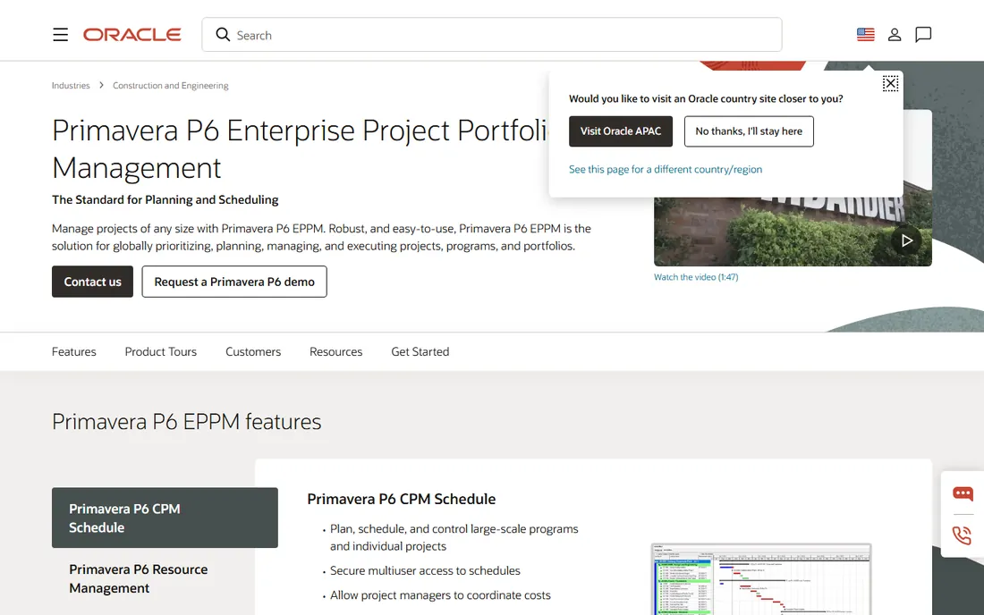 Primavera P6 homepage