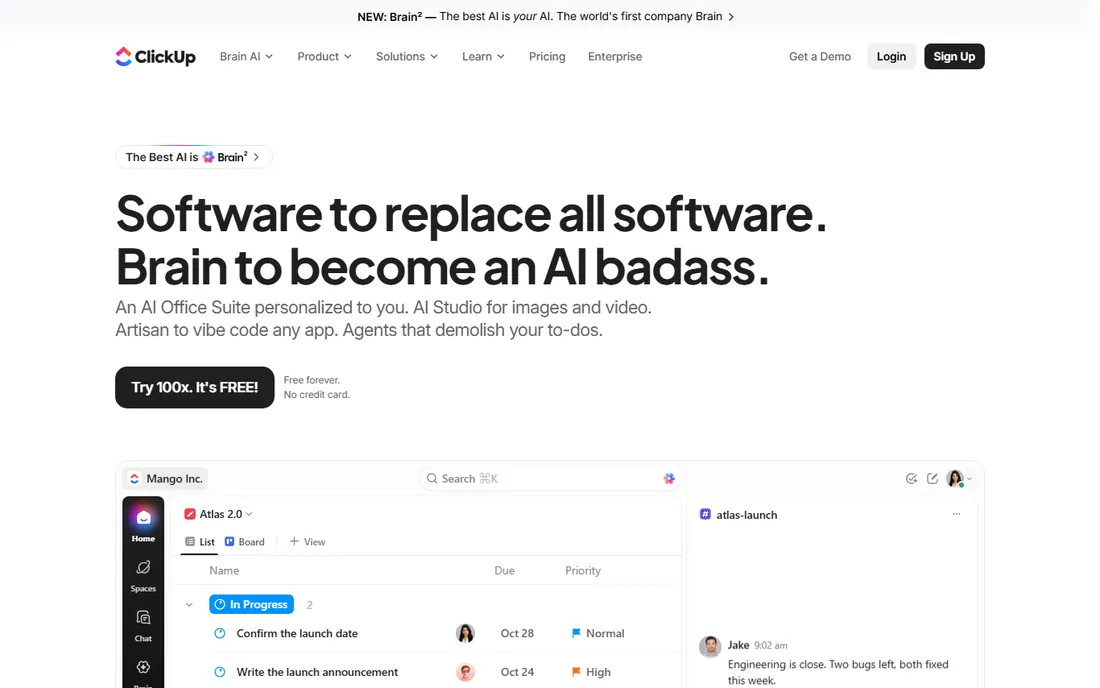 ClickUp homepage