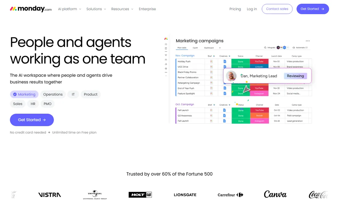 Monday.com homepage