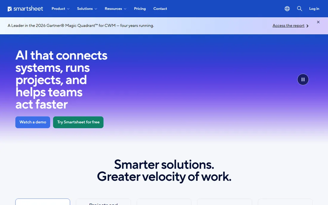 Smartsheet homepage