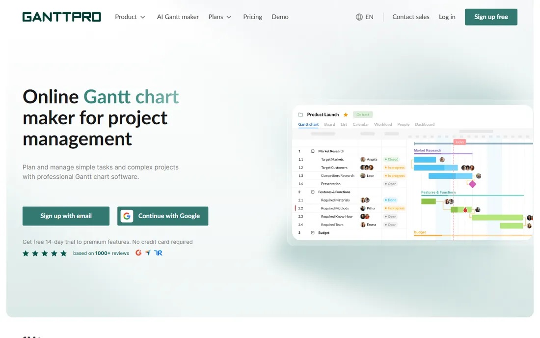 GanttPRO homepage
