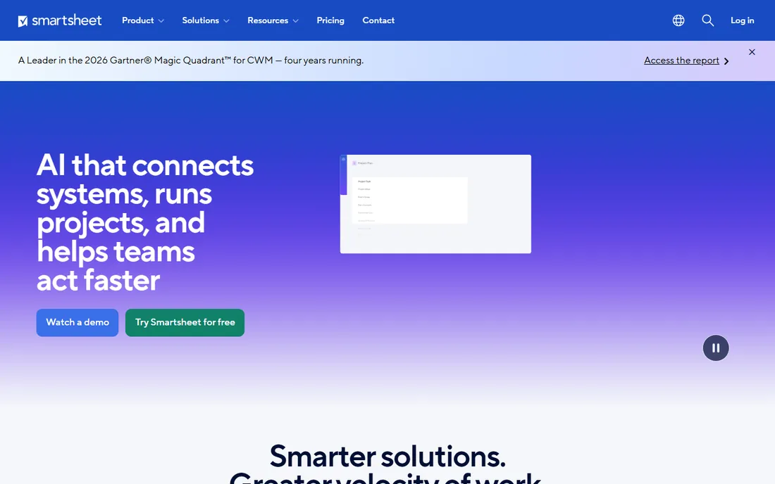 Smartsheet homepage