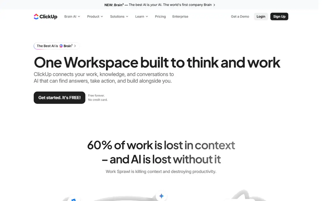 ClickUp homepage
