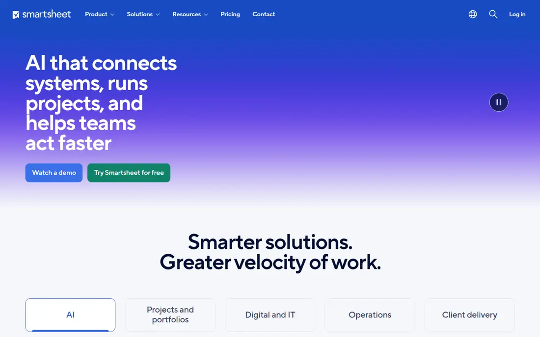 Smartsheet homepage