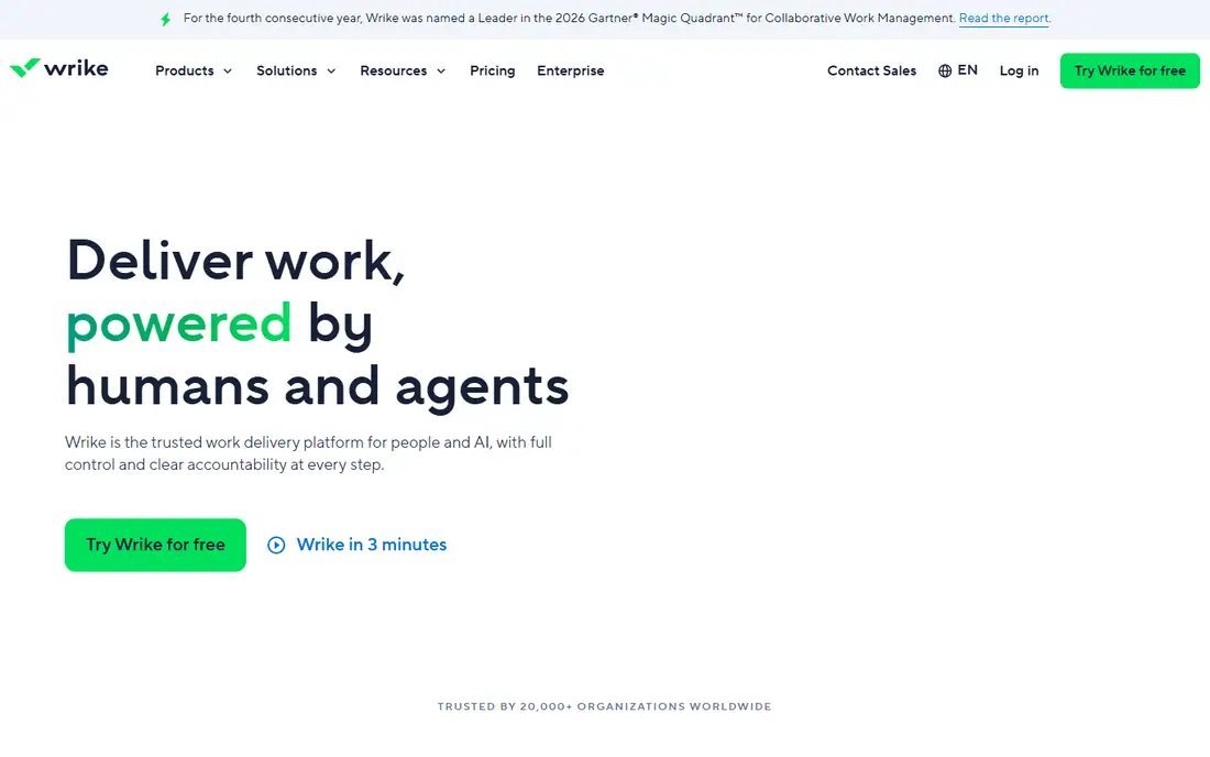 Wrike homepage