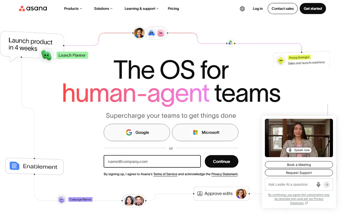 Asana homepage