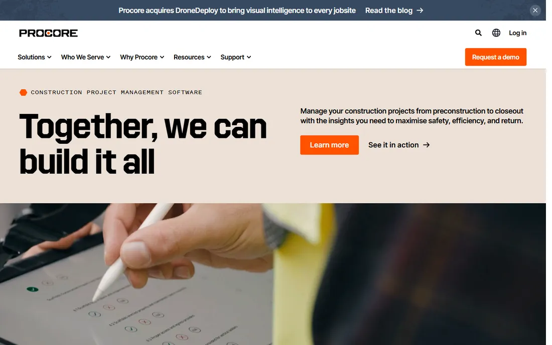Procore homepage
