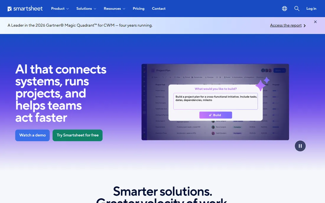 Smartsheet homepage