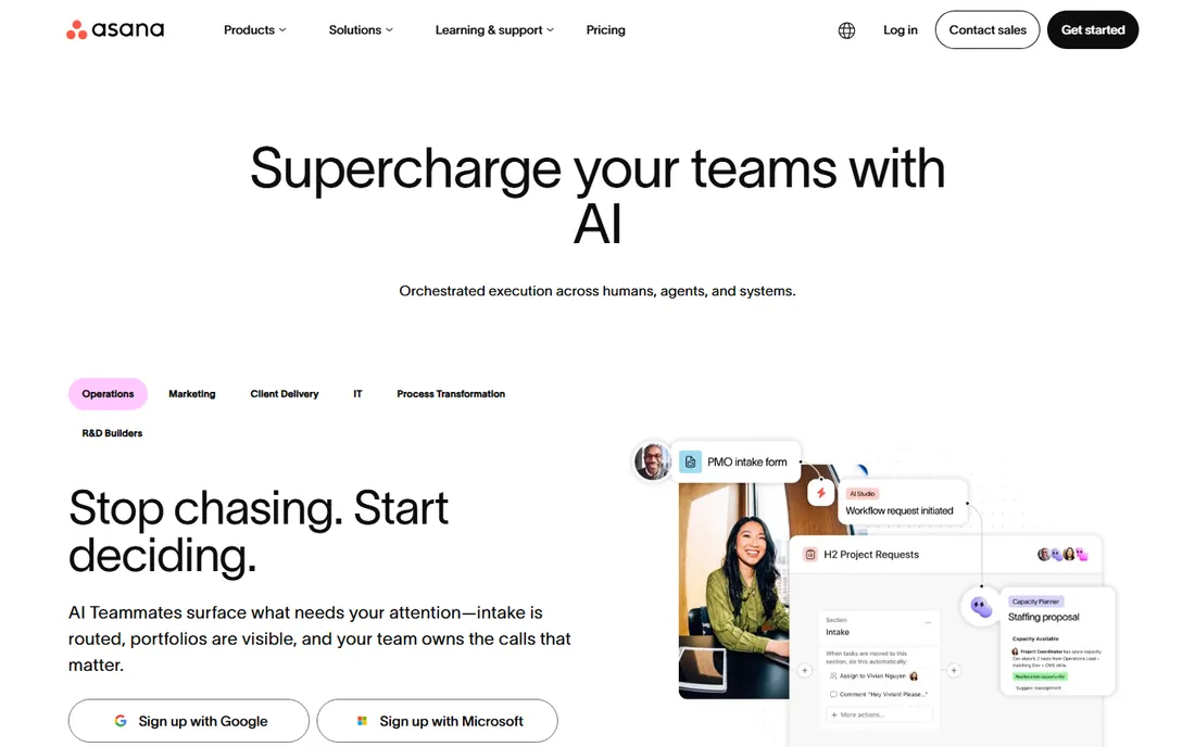 Asana homepage