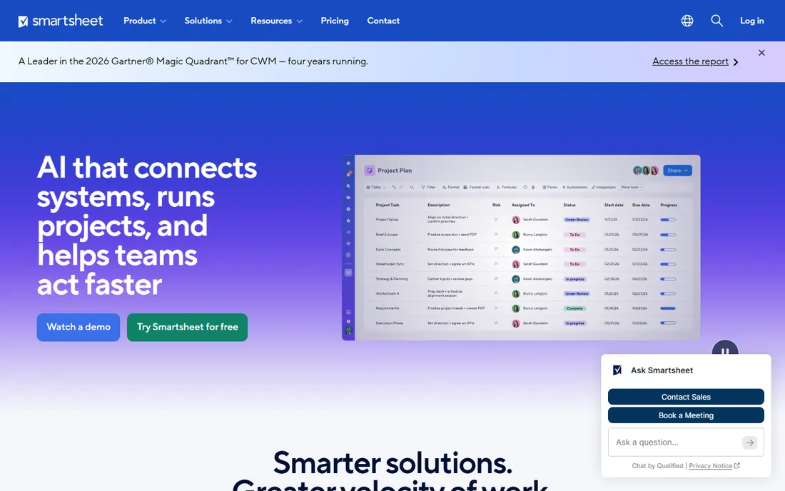 Smartsheet homepage