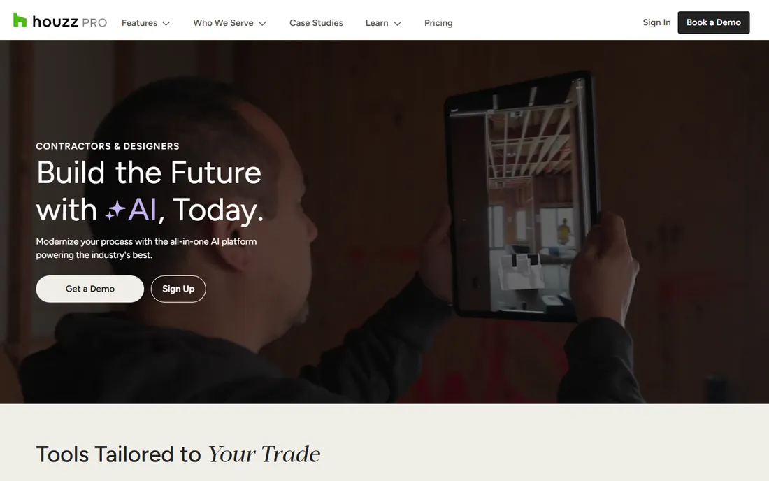 Houzz Pro homepage